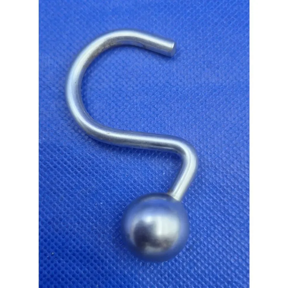 Heavy Duty Silvertone Ball Shower Curtain Hooks Set of 12